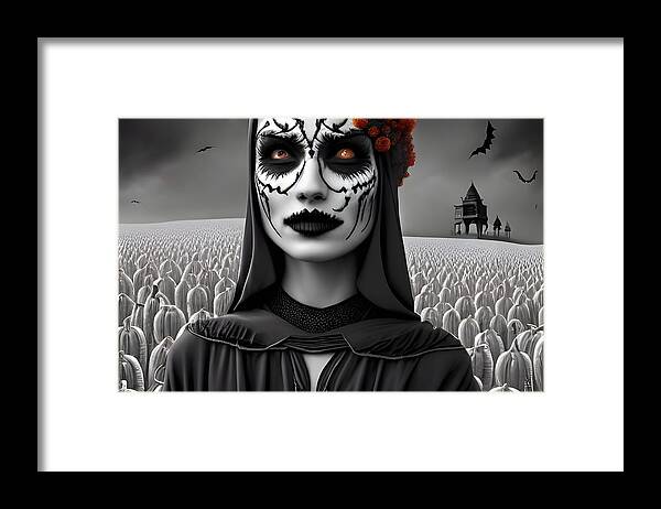 Digital Framed Print featuring the digital art One Color Witch by Beverly Read