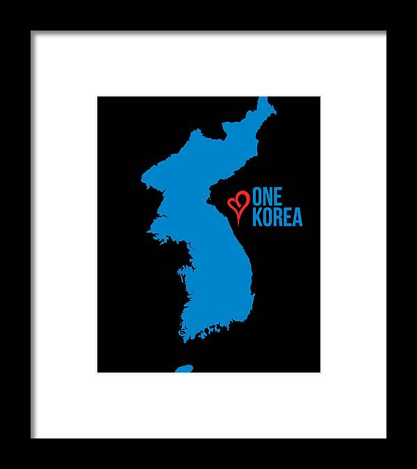 Funny Framed Print featuring the digital art One Korea Love Unification Flag by Flippin Sweet Gear