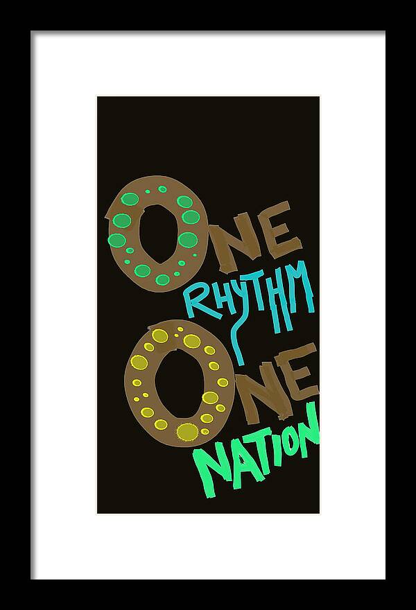  Framed Print featuring the digital art One Rhythm One Nation Donuts by Tony Camm