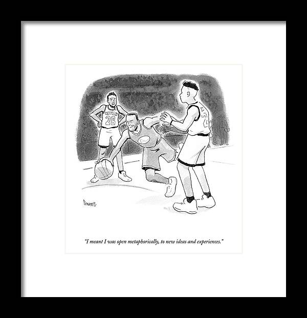 i Meant I Was Open Metaphorically Framed Print featuring the drawing Open To New Ideas by Benjamin Schwartz