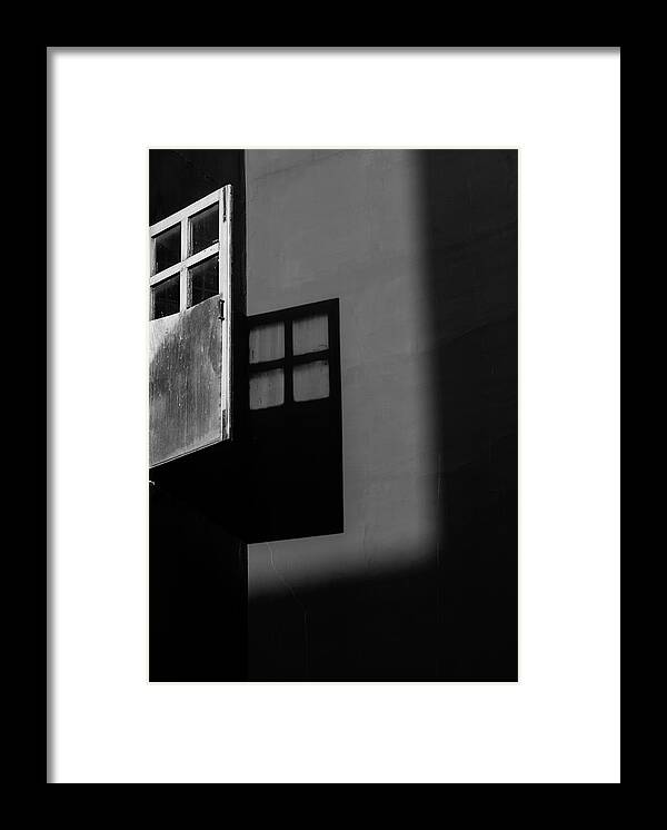 Minimalism Framed Print featuring the photograph Open Window Squares and Shadows by Prakash Ghai