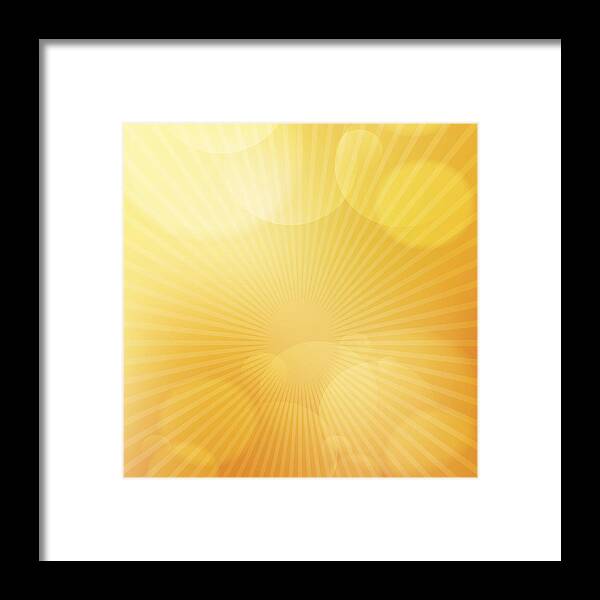 Orange Color Framed Print featuring the drawing Orange bright glow background with light rays by Iconeer