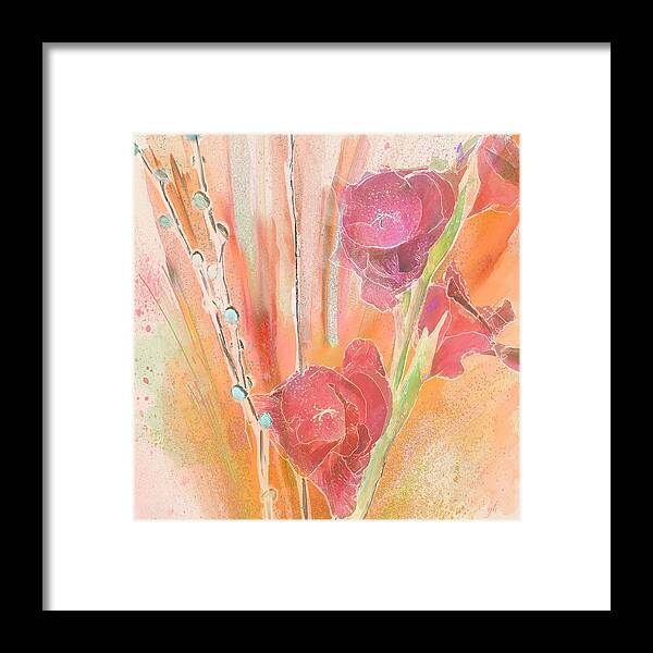 Contemporary Floral Framed Print featuring the digital art Orange Crush by Gina Harrison