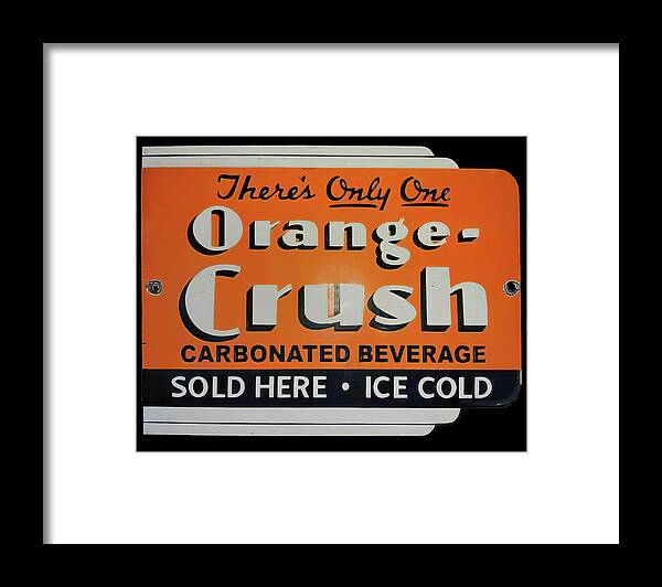 Orange Crush Framed Print featuring the photograph Orange Crush vintage sign by Flees Photos