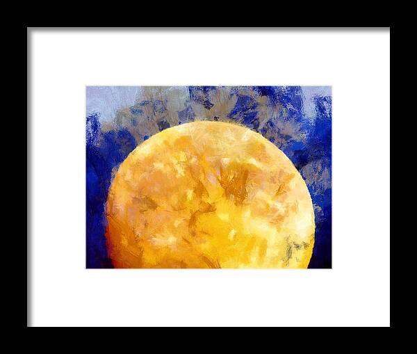 Moon Framed Print featuring the mixed media Orange Moon by Christopher Reed