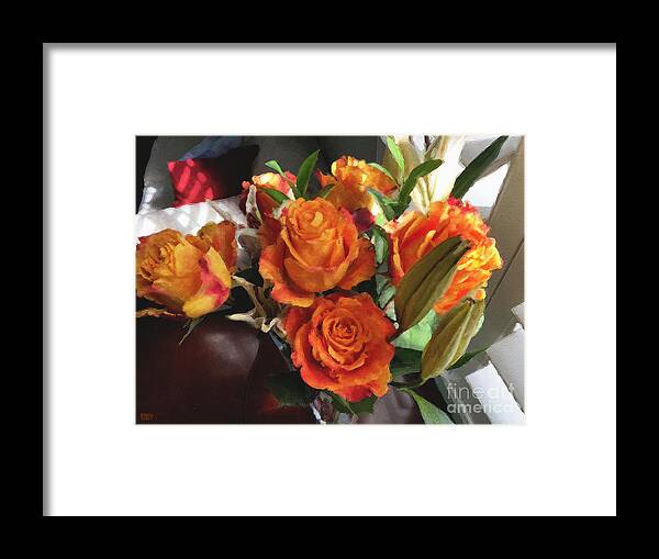 Flowers Framed Print featuring the photograph Orange Roses by Brian Watt