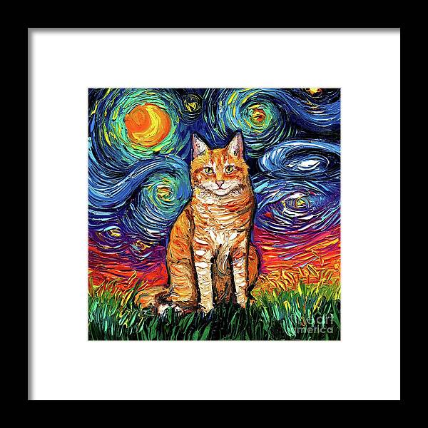 Orange Tabby Framed Print featuring the painting Orange Tabby Seated by Aja Trier