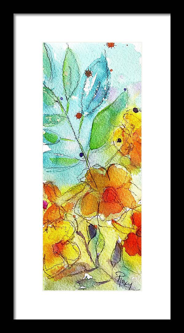 Orange Framed Print featuring the painting Orange Trumpet Vine by Roxy Rich