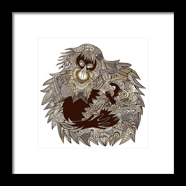 Orangutan Framed Print featuring the digital art Orangutan Mama by Hone Williams