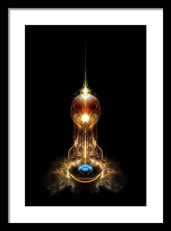 Orb Of Light Framed Print featuring the digital art Orb Of Light Blue Pearl Fractal Art by Rolando Burbon