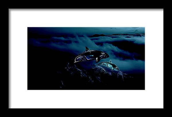 Orcas Lunares 6 Framed Print featuring the digital art Orcas Lunares 6 by Aldane Wynter