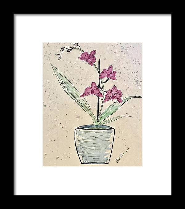 Orchid Framed Print featuring the painting Orchid by Colleen Casner