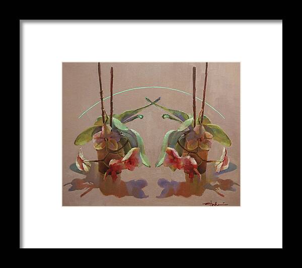 Orchids Framed Print featuring the painting Orchid Duo by Cathy Locke