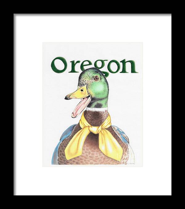 Oregon Framed Print featuring the drawing Oregon Duck by Karrie J Butler