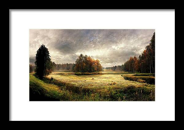 Content Framed Print featuring the digital art Oregon Field by Bill Posner