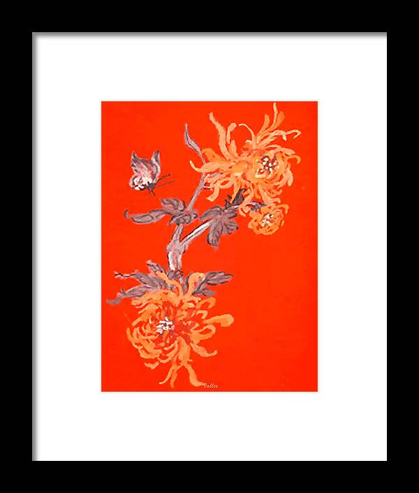 Orange Framed Print featuring the painting Oriental Flower Series Orange by Vallee Johnson