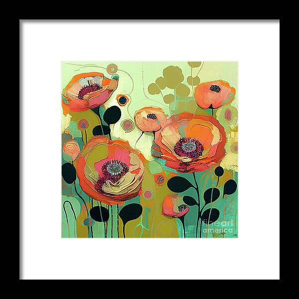 Oriental Poppies Framed Print featuring the digital art Oriental Poppies Abstract 3 by Laura's Creations