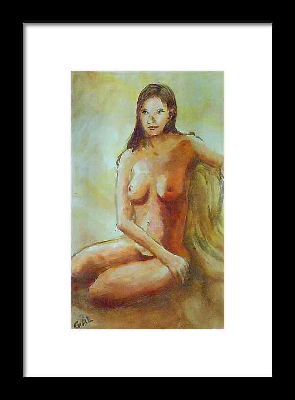 Female Framed Print featuring the painting Original-fine-art-paintings-female-contemporary-nudes-nov20a by G Linsenmayer