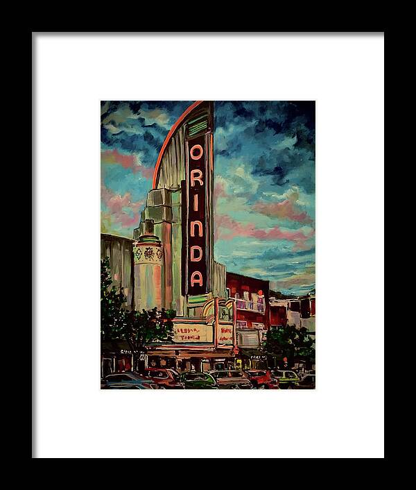Orinda Framed Print featuring the painting Orinda Theater by Joel Tesch
