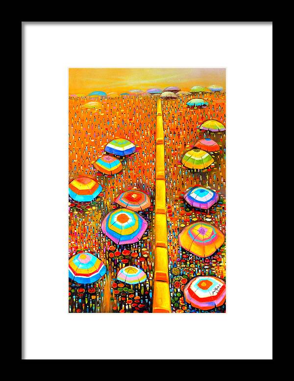 Yellow Framed Print featuring the painting Oshodi market Lagos by Olaoluwa Smith