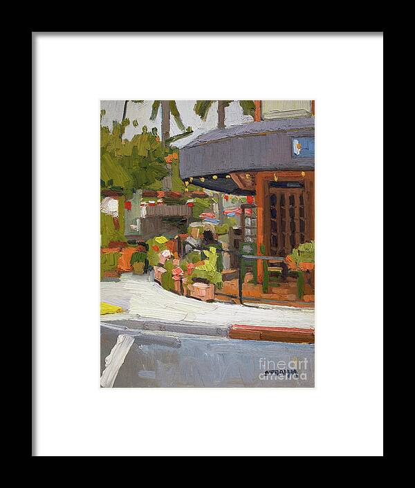 Osteria Romantica Framed Print featuring the painting Osteria Romantica, La Jolla Shores - San Diego, California by Paul Strahm