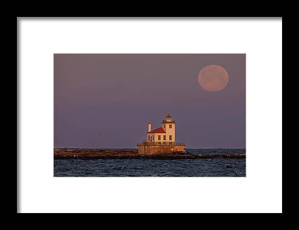 Lighthouse Framed Print featuring the photograph Oswego Worm Moon 2023 by Everet Regal
