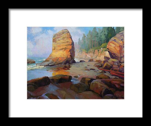 Coast Framed Print featuring the painting Otter Rock Beach by Steve Henderson