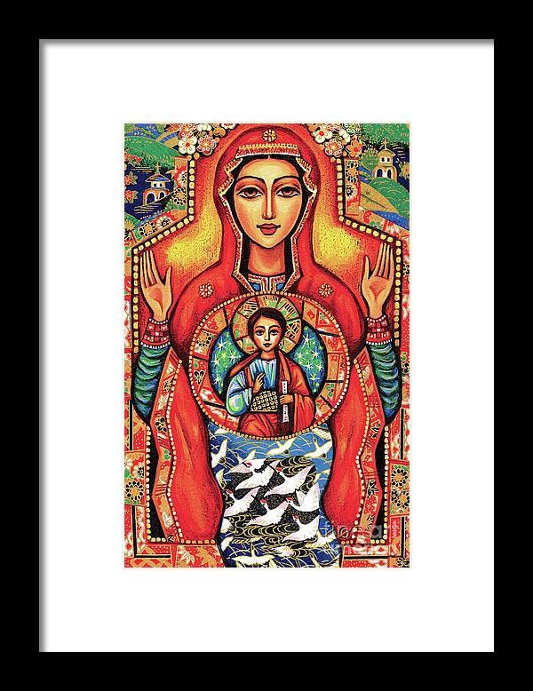 Mother And Child Framed Print featuring the painting Our Lady of the Sign by Eva Campbell