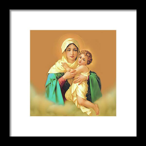 Refuge Of Sinners Framed Print featuring the mixed media Our Lady Virgin Mary Refuge of Sinners Catholic Saint by Luigi Crosio
