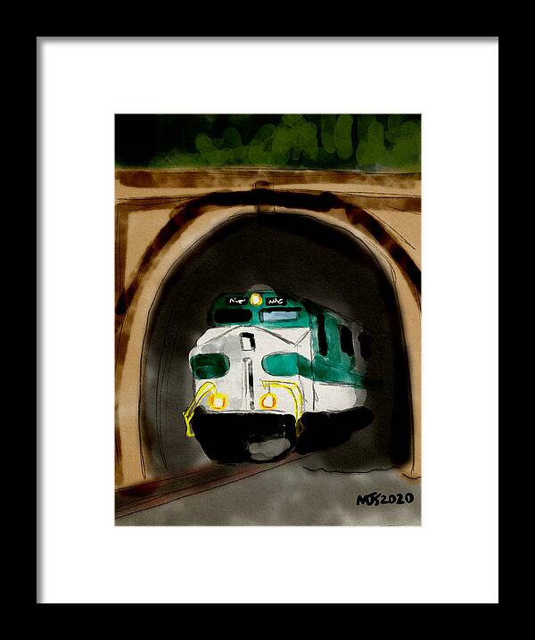 Train Framed Print featuring the digital art Out Of The Tunnel by Michael Kallstrom