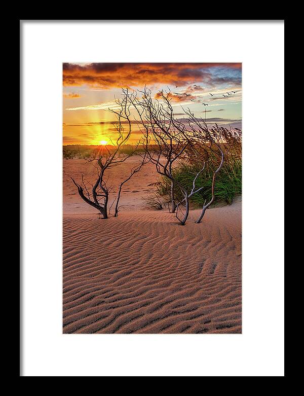 Beach Framed Print featuring the photograph Outer Banks Hatteras Beach Sunset by Dan Carmichael