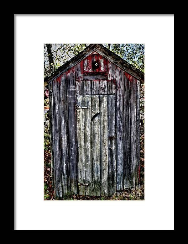 Outhouse Framed Print featuring the photograph Outhouse in the Woods by Paul Ward