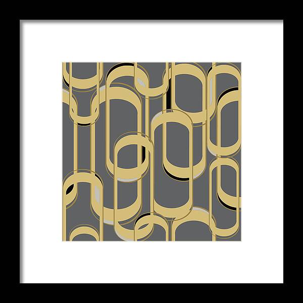 Art Deco Framed Print featuring the digital art Oval Link Seamless Repeat Pattern by Sand And Chi
