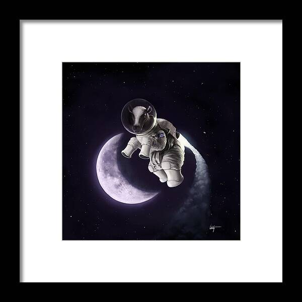 Fairy Tale Framed Print featuring the painting Over The Moon by Tom Gehrke