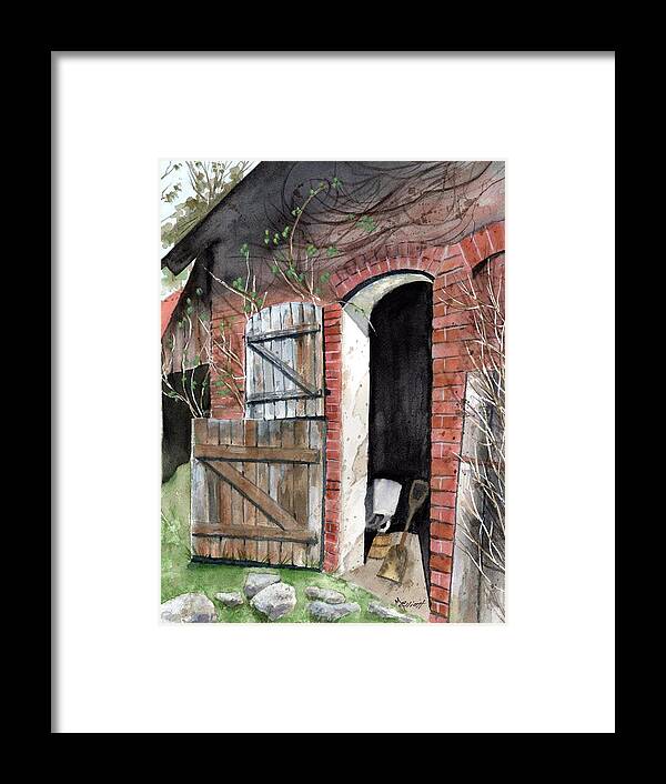 Overgrown Framed Print featuring the painting Overgrown Shed by Marsha Elliott