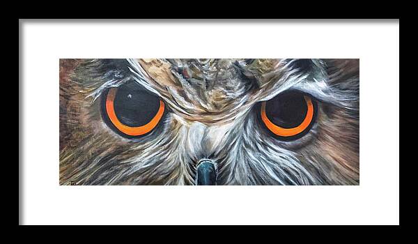 Owl Framed Print featuring the painting Owl Eyes by Tracy Hutchinson