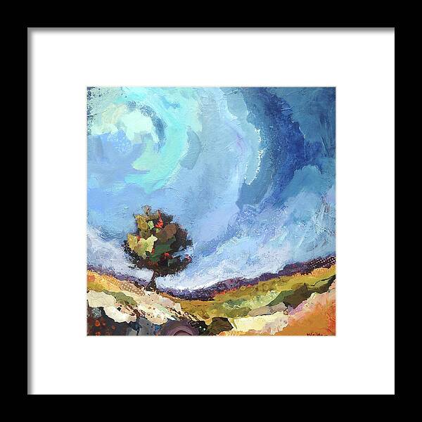 Landscape Framed Print featuring the painting Owl Tree by Shelli Walters