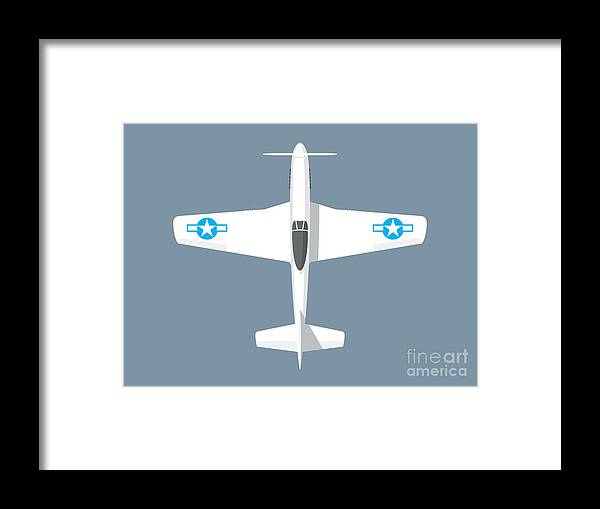Fighter Framed Print featuring the digital art P-51 Mustang Fighter Aircraft - Landscape Slate by Organic Synthesis