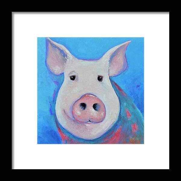Pig Framed Print featuring the painting Pablo Pig by Jan Matson