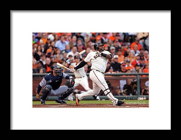 San Francisco Framed Print featuring the photograph Pablo Sandoval and Justin Verlander by Christian Petersen
