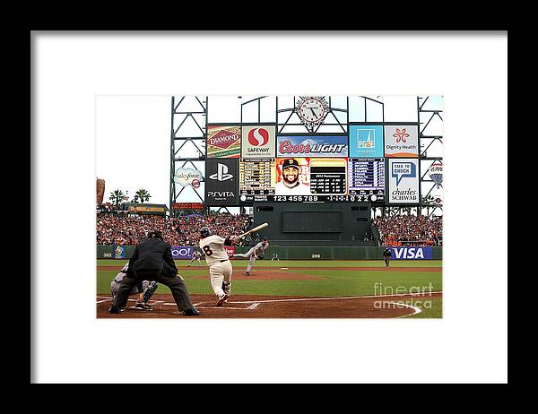 Viewpoint Framed Print featuring the photograph Pablo Sandoval and Justin Verlander by Ezra Shaw