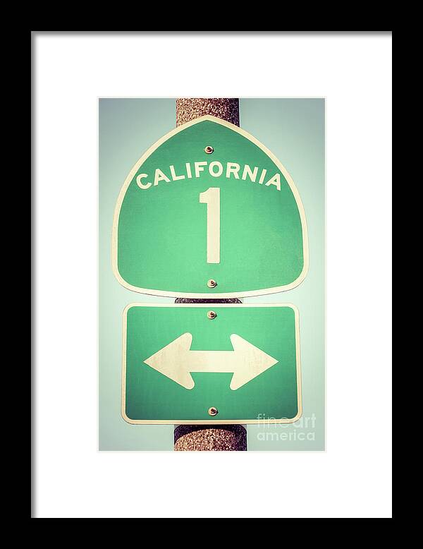 #faatoppicks Framed Print featuring the photograph Pacific Coast Highway Sign California State Route 1 by Paul Velgos