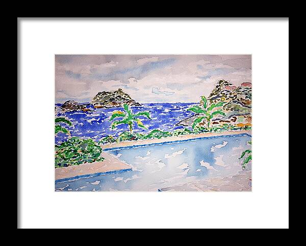 Watercolor Framed Print featuring the painting Pacific Pool by John Klobucher