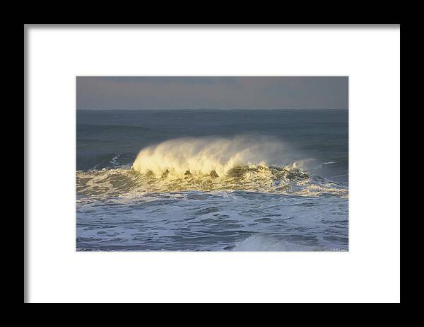 Pacific Wave Framed Print featuring the digital art Pacific Wave In The Morning Sun And Wind by Tom Janca