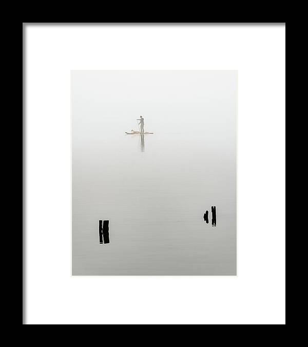 Hudson River Framed Print featuring the photograph Paddleboarder in Fog by Kevin Suttlehan