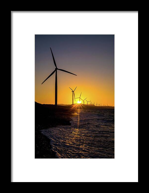 Bangui Framed Print featuring the photograph Pagudpod Windmill by Arj Munoz