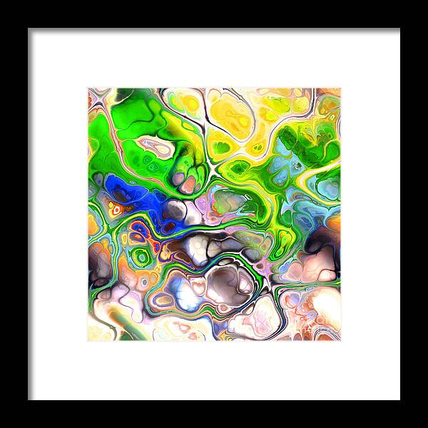 Colorful Framed Print featuring the digital art Paijo - Funky Artistic Colorful Abstract Marble Fluid Digital Art by Sambel Pedes