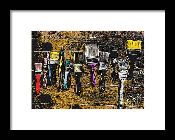 Paintbrushes Framed Print featuring the mixed media Paintbrushes #2 by Kae Cheatham