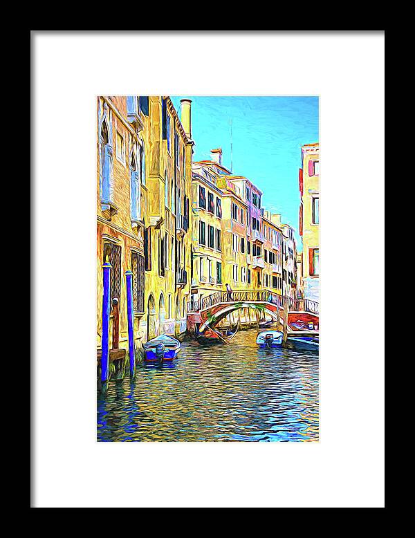 Abstract Framed Print featuring the photograph Painterly effect Venetian Canal by Sue Leonard