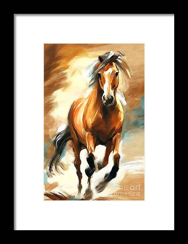 Watercolor Framed Print featuring the painting Painting Horse Art 45k1 watercolor brush paint ab by N Akkash